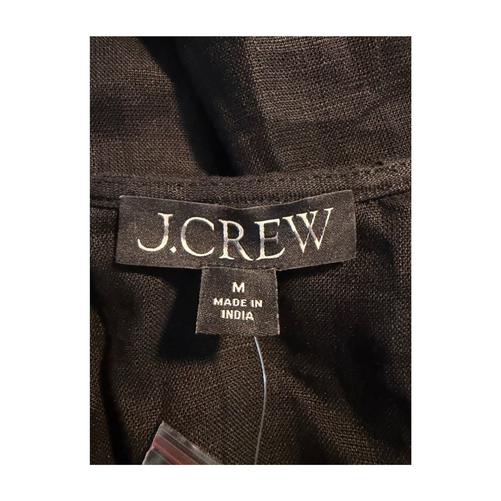 J. Crew Seamed 100% Linen Maxi Dress Black Removable Belt M - Picture 5 of 10